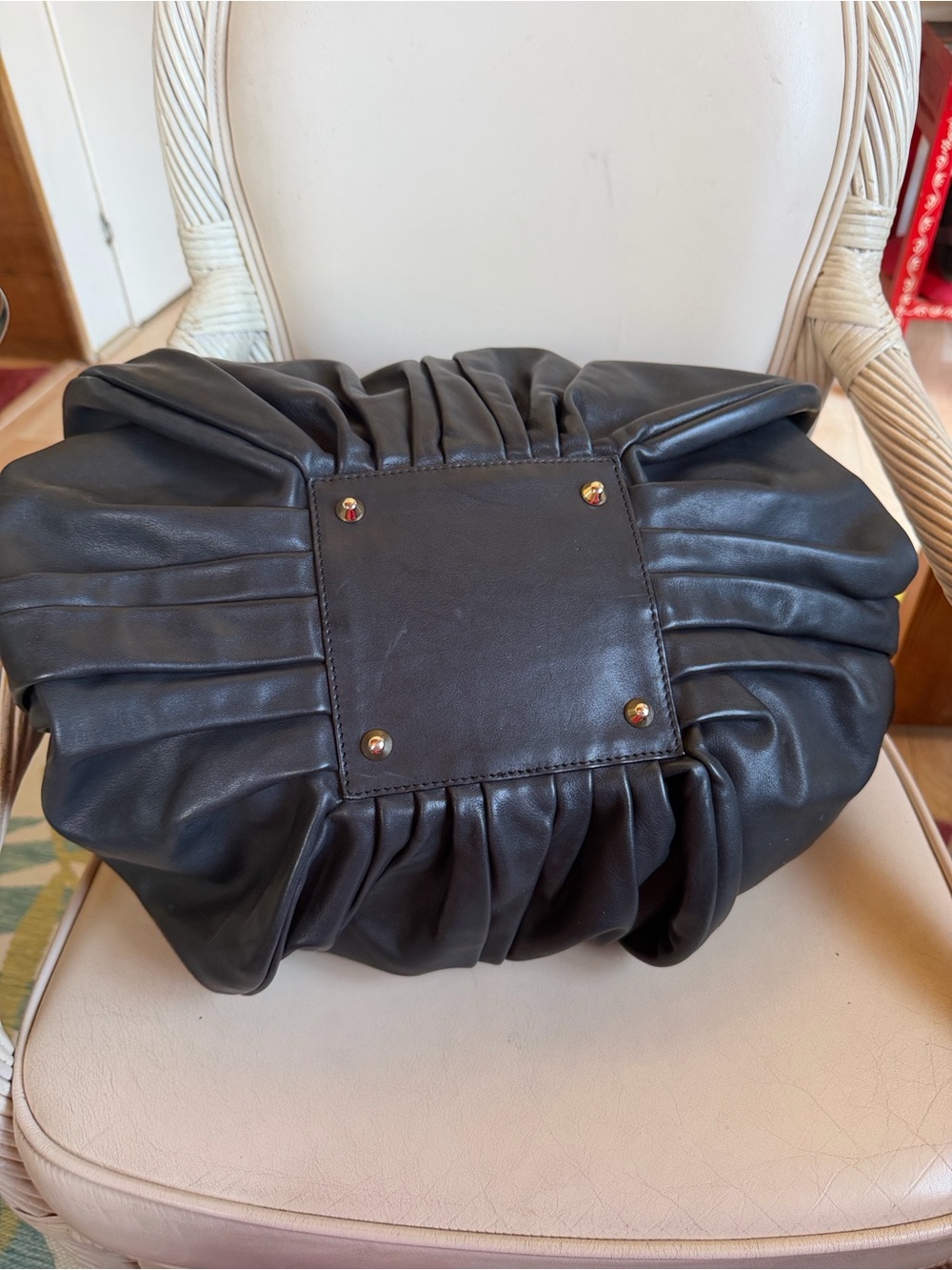 KALLISTÉ Large Soft Black Pleated Leather Tote! Made in Italy! Roomy! - Picture 7 of 15